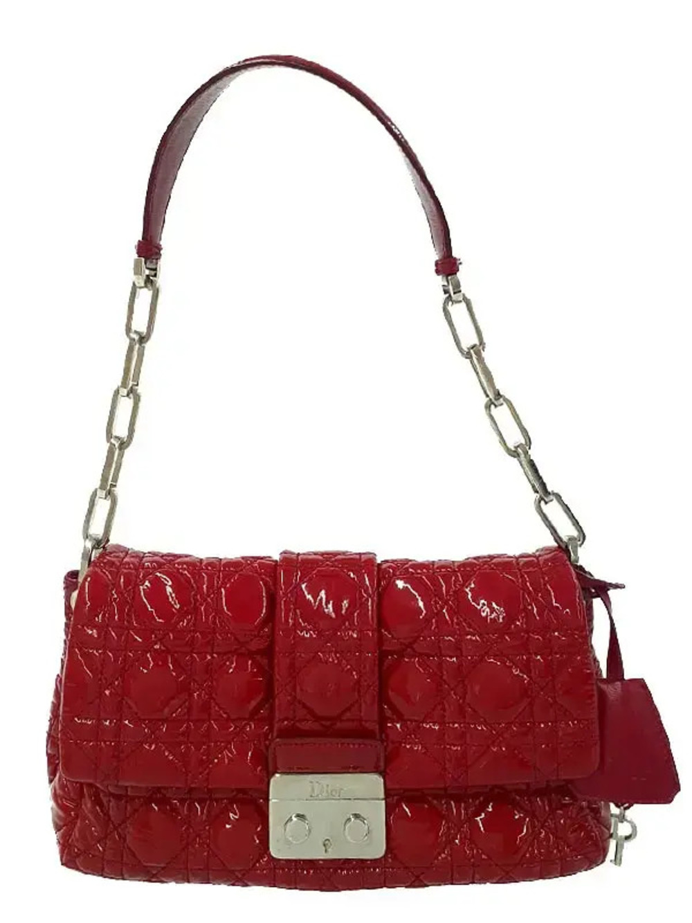 Christian Dior New Rock Cannage Leather Chain Shoulder Bag Red